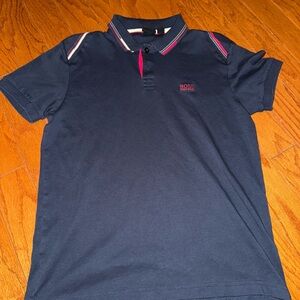 Boss Dark Blue Polo with Pink Details